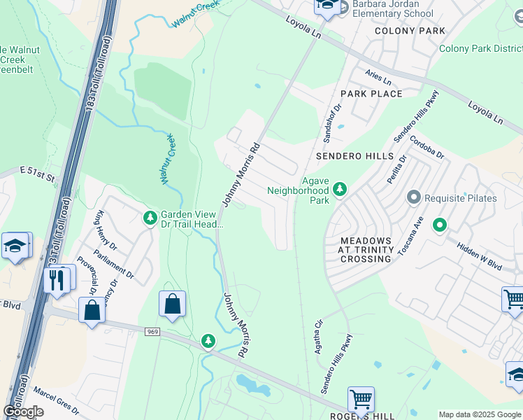 map of restaurants, bars, coffee shops, grocery stores, and more near 5710 Johnny Morris Cove in Austin