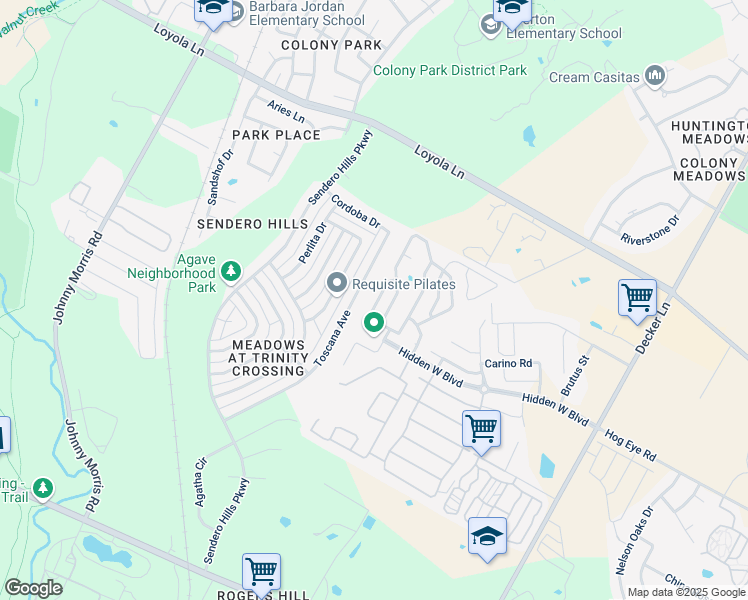 map of restaurants, bars, coffee shops, grocery stores, and more near 6118 Pizer Street in Austin