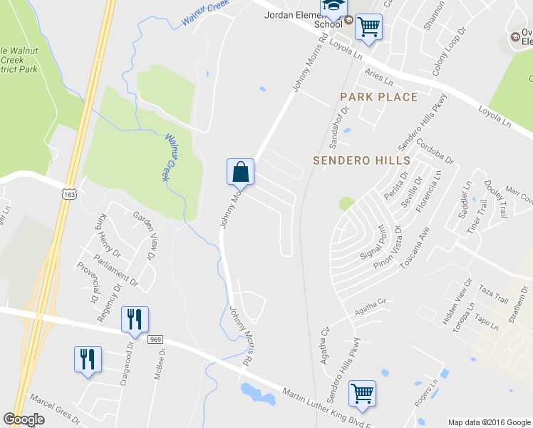 map of restaurants, bars, coffee shops, grocery stores, and more near 5710 Johnny Morris Cove in Austin