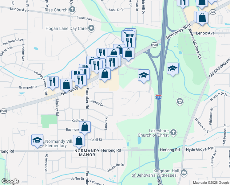 map of restaurants, bars, coffee shops, grocery stores, and more near 7892 Springtime Lane in Jacksonville