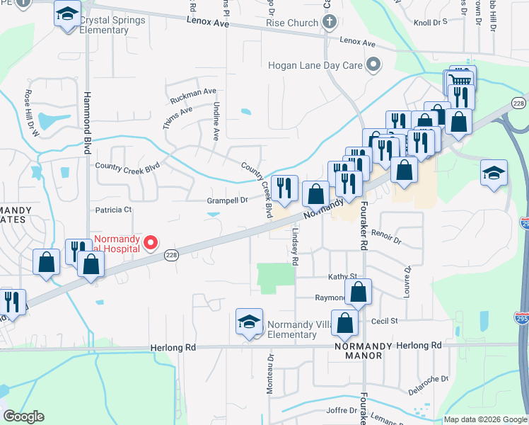 map of restaurants, bars, coffee shops, grocery stores, and more near 8289 Normandy Boulevard in Jacksonville
