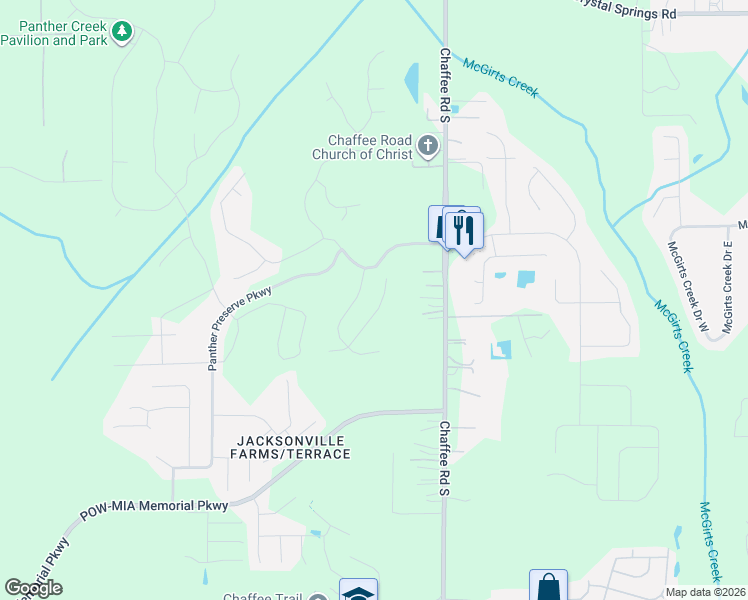 map of restaurants, bars, coffee shops, grocery stores, and more near 1548 Tralee Court North in Jacksonville