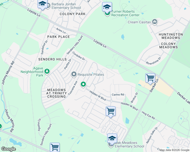 map of restaurants, bars, coffee shops, grocery stores, and more near 6201 Saddler Lane in Austin