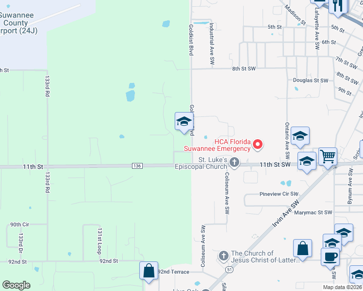 map of restaurants, bars, coffee shops, grocery stores, and more near 12727 86th Trail in Live Oak