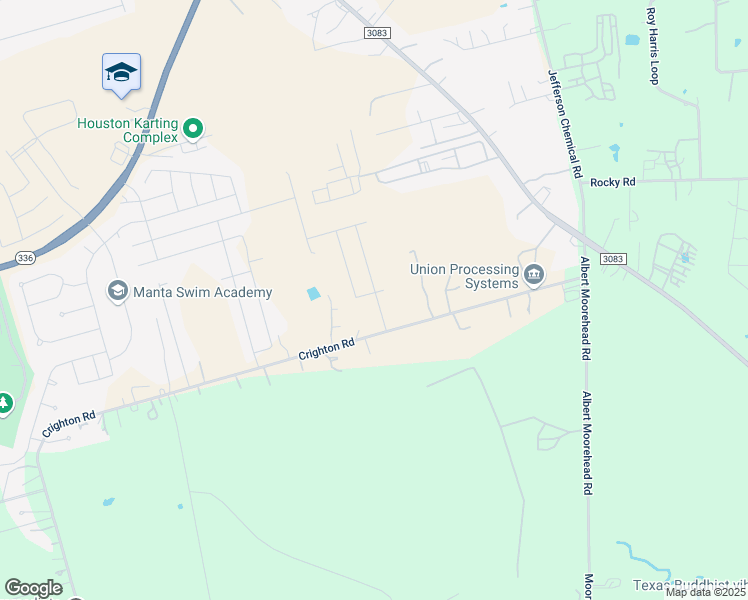 map of restaurants, bars, coffee shops, grocery stores, and more near 15791 Crighton Road in Conroe
