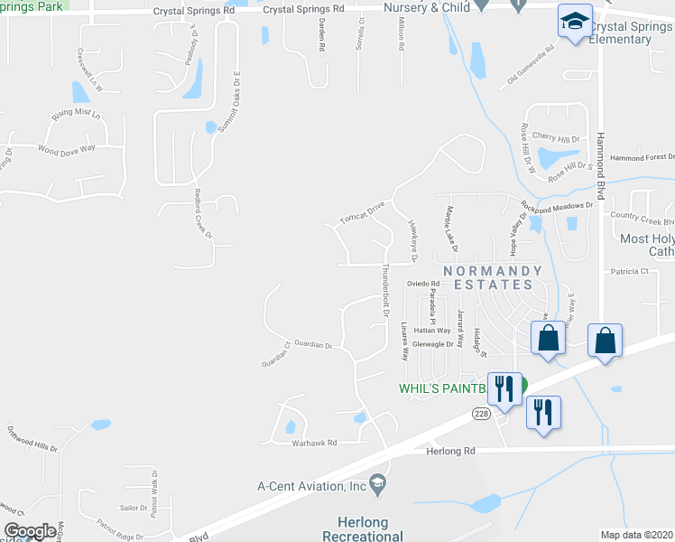 map of restaurants, bars, coffee shops, grocery stores, and more near 9311 Hawkeye Drive in Jacksonville