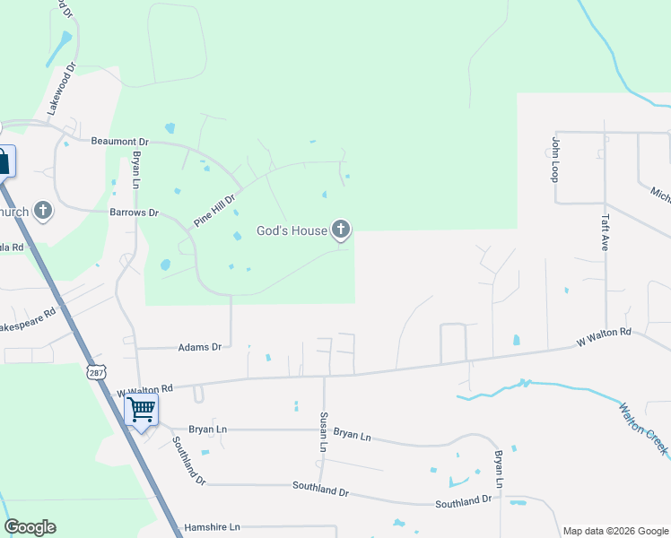 map of restaurants, bars, coffee shops, grocery stores, and more near 6046-6498 Barrows Drive in Kountze