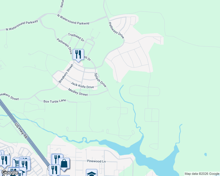 map of restaurants, bars, coffee shops, grocery stores, and more near 237 Splash Drive in Rosemary Beach
