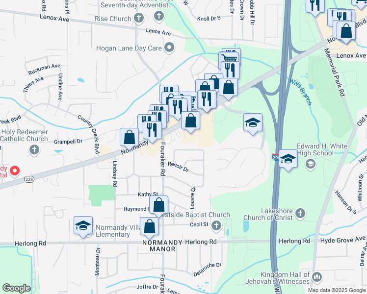 map of restaurants, bars, coffee shops, grocery stores, and more near 7909 Cezanne Drive North in Jacksonville