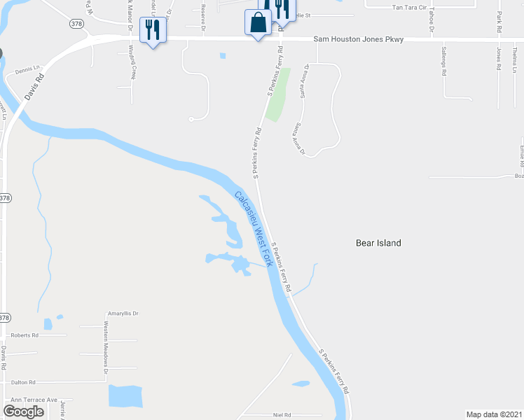 map of restaurants, bars, coffee shops, grocery stores, and more near 578 South Perkins Ferry Road in Lake Charles