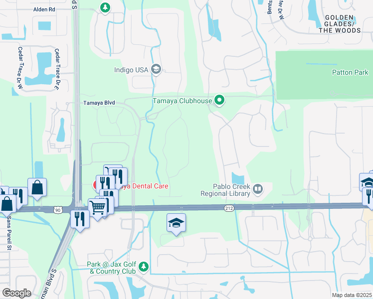 map of restaurants, bars, coffee shops, grocery stores, and more near 12701 Beach Blvd in Jacksonville