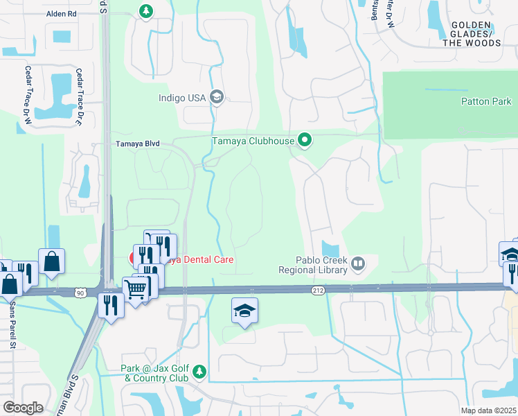 map of restaurants, bars, coffee shops, grocery stores, and more near 12701 Beach Blvd in Jacksonville