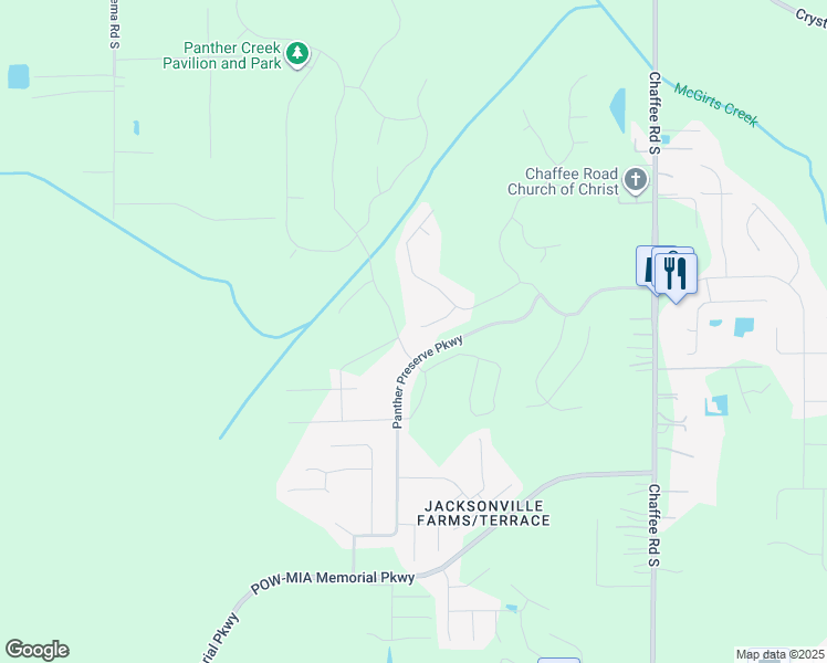map of restaurants, bars, coffee shops, grocery stores, and more near 11320 Panther Creek Court in Jacksonville