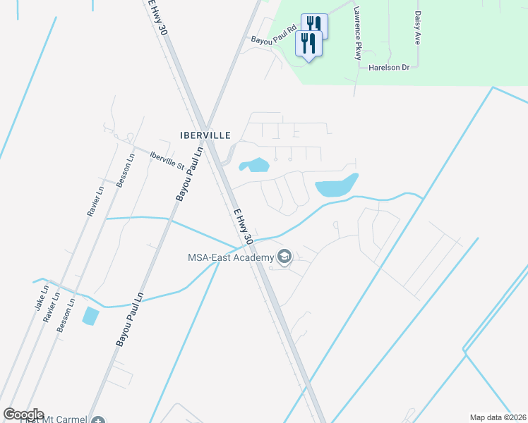 map of restaurants, bars, coffee shops, grocery stores, and more near 1540 Tasajillo Drive in Saint Gabriel