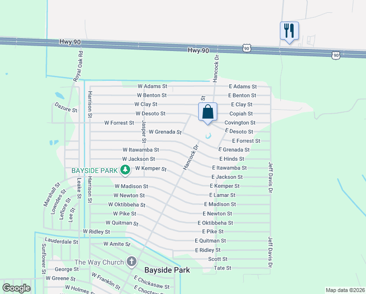 map of restaurants, bars, coffee shops, grocery stores, and more near 6055-6077 West Hinds Street in Bay Saint Louis