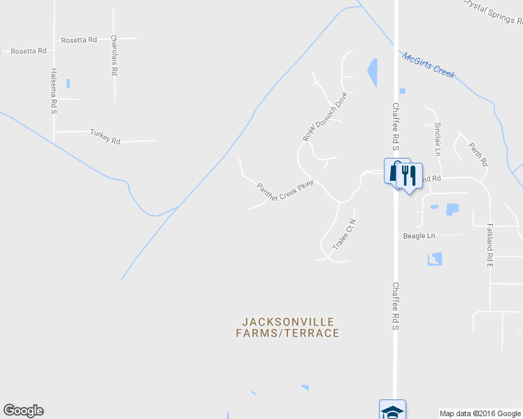 map of restaurants, bars, coffee shops, grocery stores, and more near 11234 Panther Creek Parkway in Jacksonville