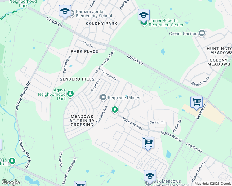 map of restaurants, bars, coffee shops, grocery stores, and more near 6216 Toscana Avenue in Austin