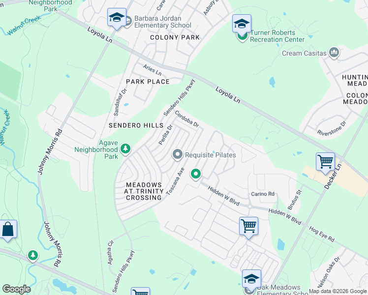 map of restaurants, bars, coffee shops, grocery stores, and more near 6129 Seville Drive in Austin