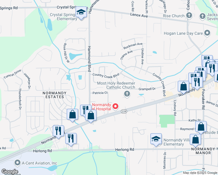 map of restaurants, bars, coffee shops, grocery stores, and more near 8695 Hammondwood Road South in Jacksonville