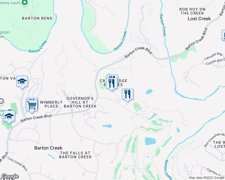 map of restaurants, bars, coffee shops, grocery stores, and more near 8212 Barton Club Drive in Austin