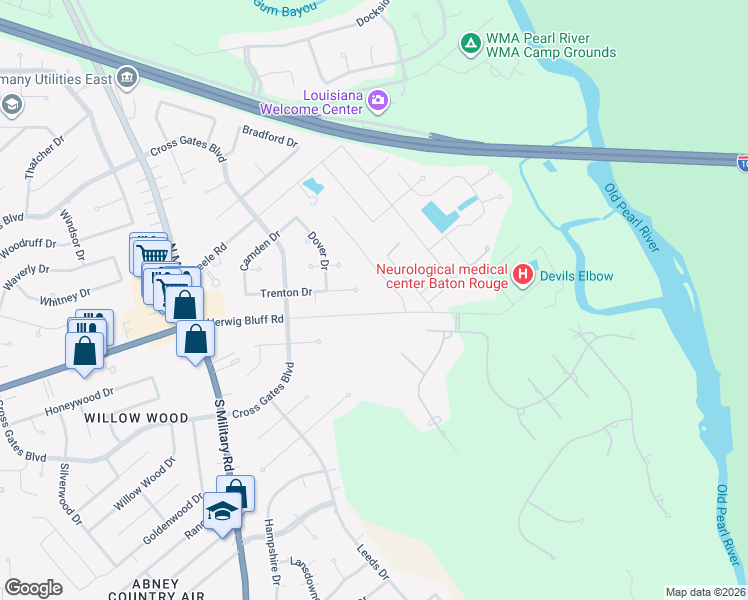 map of restaurants, bars, coffee shops, grocery stores, and more near 130 Herwig Bluff Road in Slidell