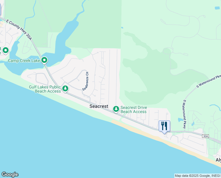map of restaurants, bars, coffee shops, grocery stores, and more near 180 Clareon Drive in Seacrest