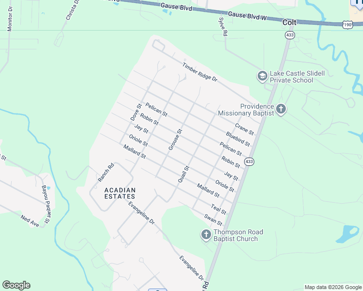 map of restaurants, bars, coffee shops, grocery stores, and more near 2212 Jay Street in Slidell