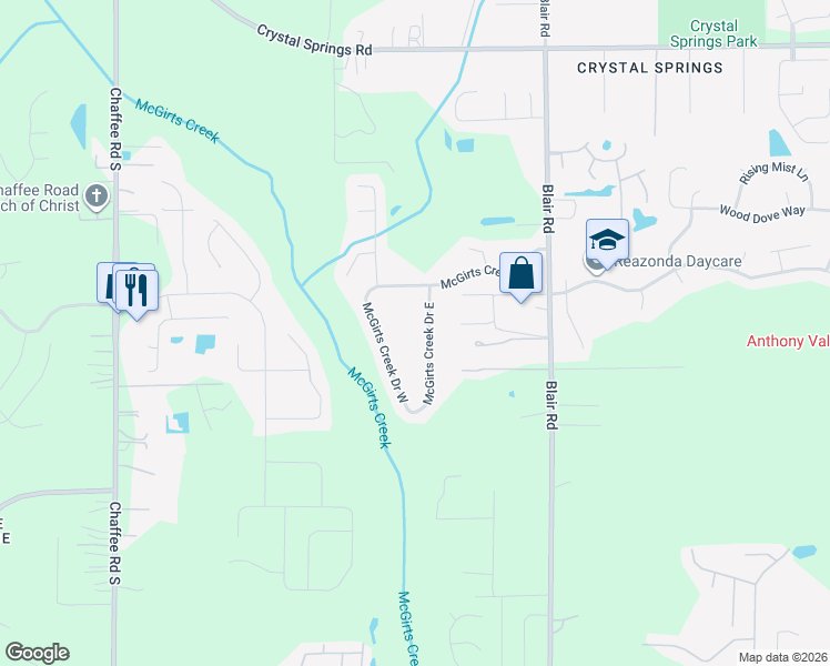 map of restaurants, bars, coffee shops, grocery stores, and more near 1246 McGirts Creek Drive East in Jacksonville