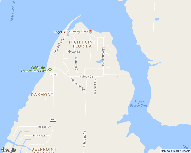 map of restaurants, bars, coffee shops, grocery stores, and more near 5001 Halsey Circle in Panama City