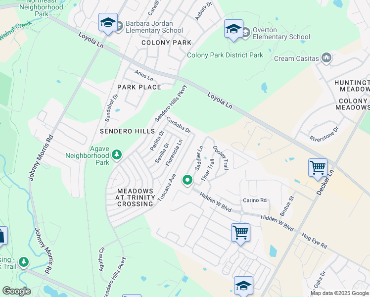 map of restaurants, bars, coffee shops, grocery stores, and more near 6216 Toscana Avenue in Austin