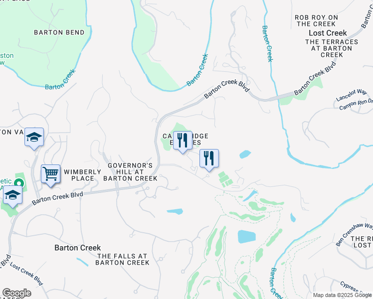 map of restaurants, bars, coffee shops, grocery stores, and more near 8212 Barton Club Drive in Austin
