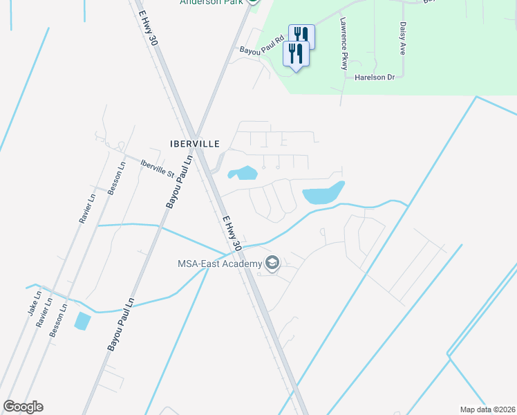 map of restaurants, bars, coffee shops, grocery stores, and more near 1540 Tasajillo Drive in Saint Gabriel