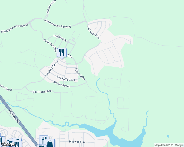 map of restaurants, bars, coffee shops, grocery stores, and more near 211 Splash Drive in Rosemary Beach