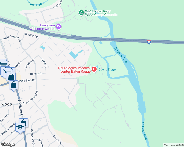 map of restaurants, bars, coffee shops, grocery stores, and more near 41473 Herwig Bluff Road in Slidell