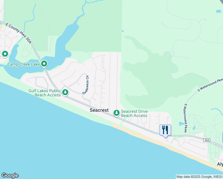 map of restaurants, bars, coffee shops, grocery stores, and more near 180 Clareon Drive in Seacrest