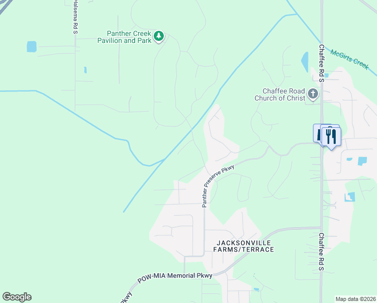 map of restaurants, bars, coffee shops, grocery stores, and more near 11323 Panther Creek Court in Jacksonville