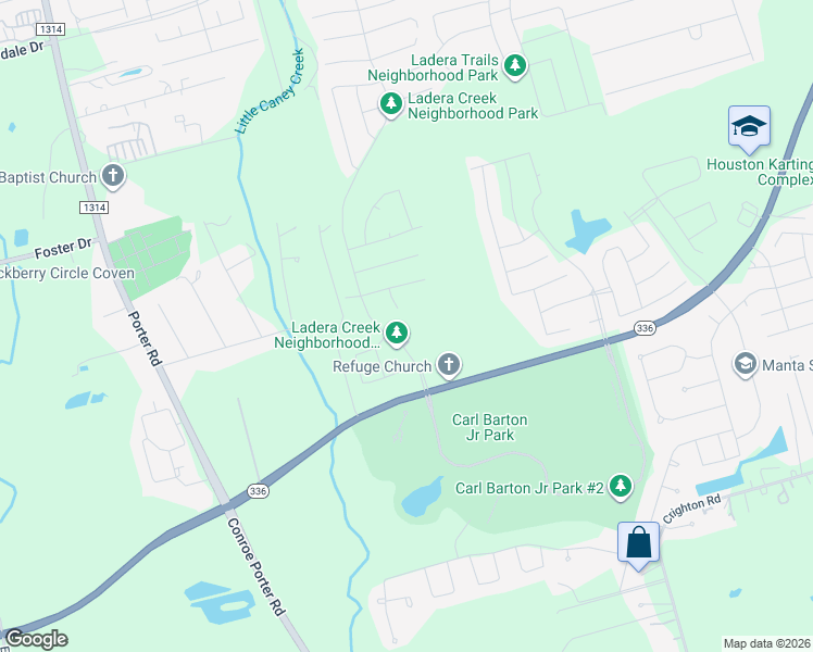 map of restaurants, bars, coffee shops, grocery stores, and more near in Conroe