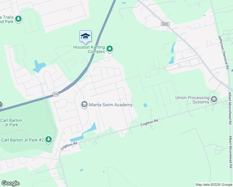 map of restaurants, bars, coffee shops, grocery stores, and more near 15259 Creighton Road in Conroe