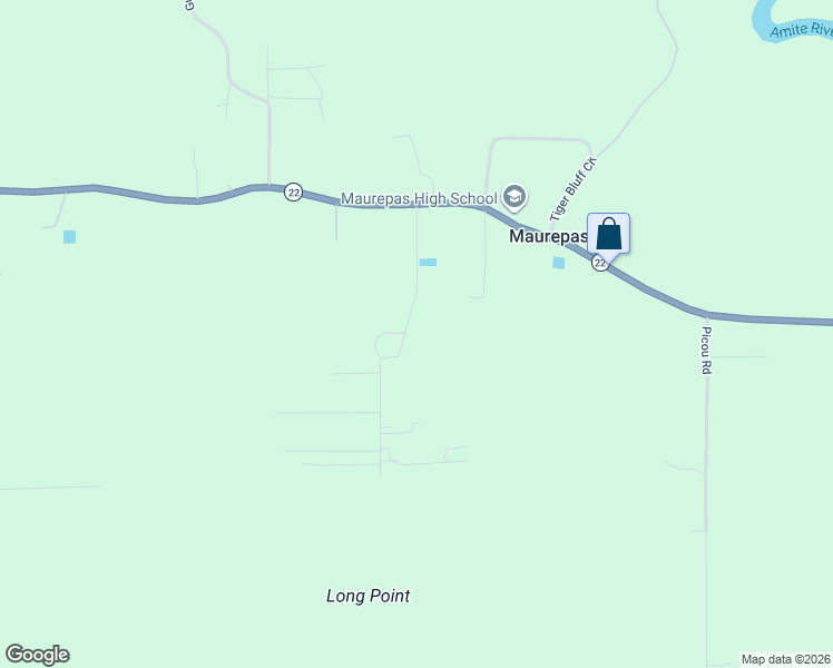 map of restaurants, bars, coffee shops, grocery stores, and more near 20315 Louisiana 22 in Maurepas