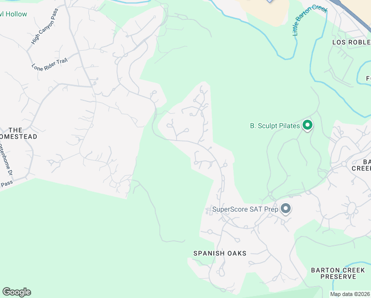 map of restaurants, bars, coffee shops, grocery stores, and more near 5917 Spanish Oaks Club Boulevard in Austin