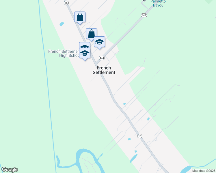map of restaurants, bars, coffee shops, grocery stores, and more near 15620 Highway 16 in French Settlement