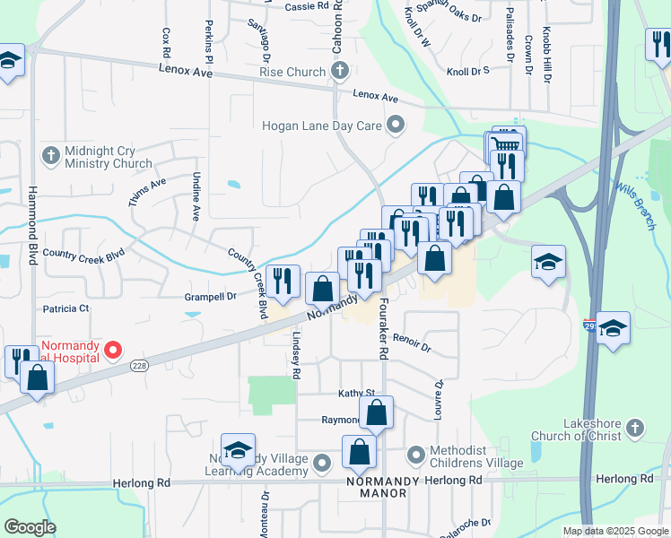 map of restaurants, bars, coffee shops, grocery stores, and more near 8136 Grampell Drive in Jacksonville