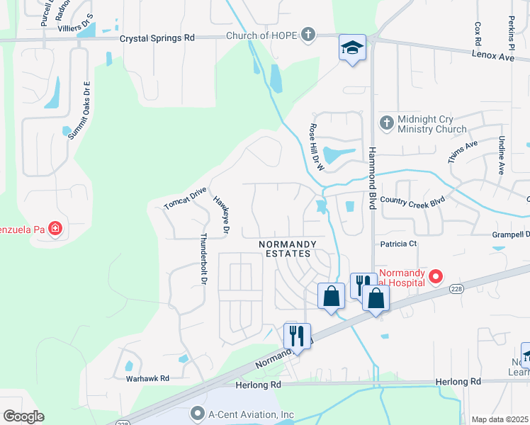 map of restaurants, bars, coffee shops, grocery stores, and more near 1591 Castle Rock Court in Jacksonville