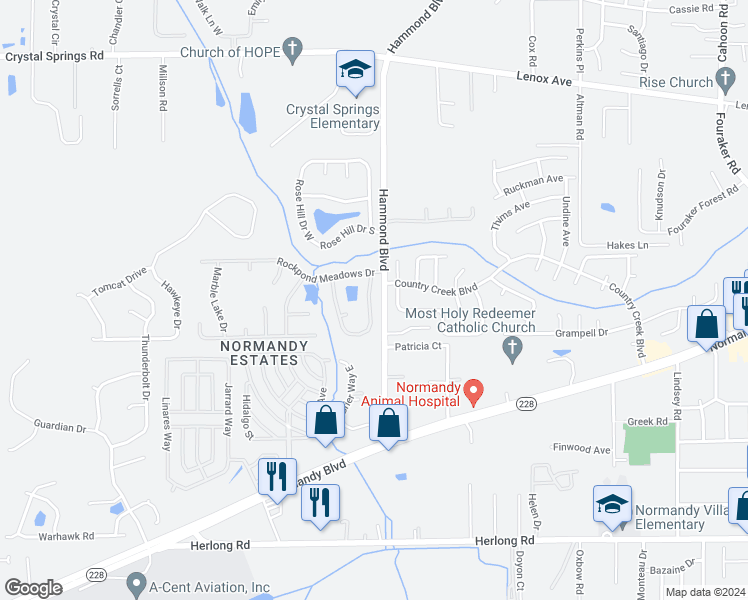 map of restaurants, bars, coffee shops, grocery stores, and more near 1557 Mountain Lake Drive East in Jacksonville