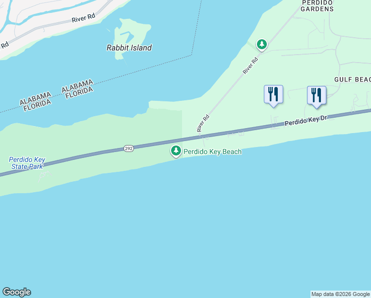 map of restaurants, bars, coffee shops, grocery stores, and more near 14795 Perdido Key Drive in Pensacola