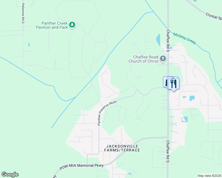 map of restaurants, bars, coffee shops, grocery stores, and more near 11256 Panther Creek Parkway in Jacksonville