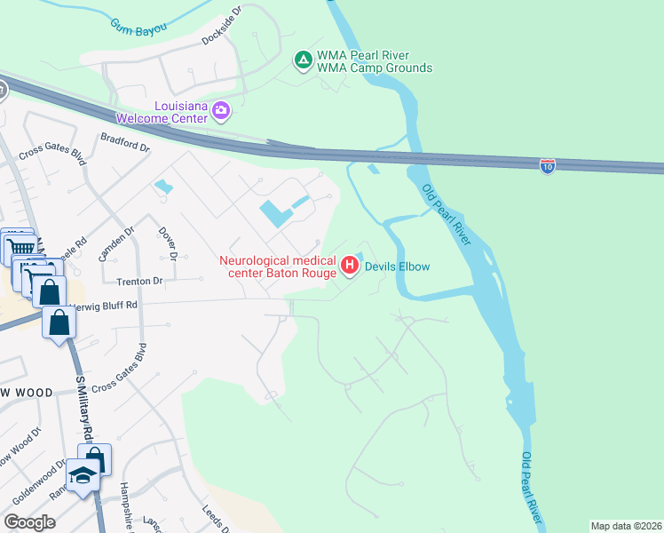 map of restaurants, bars, coffee shops, grocery stores, and more near 41473 Herwig Bluff Road in Slidell