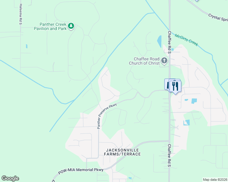 map of restaurants, bars, coffee shops, grocery stores, and more near 11273 Panther Creek Parkway in Jacksonville