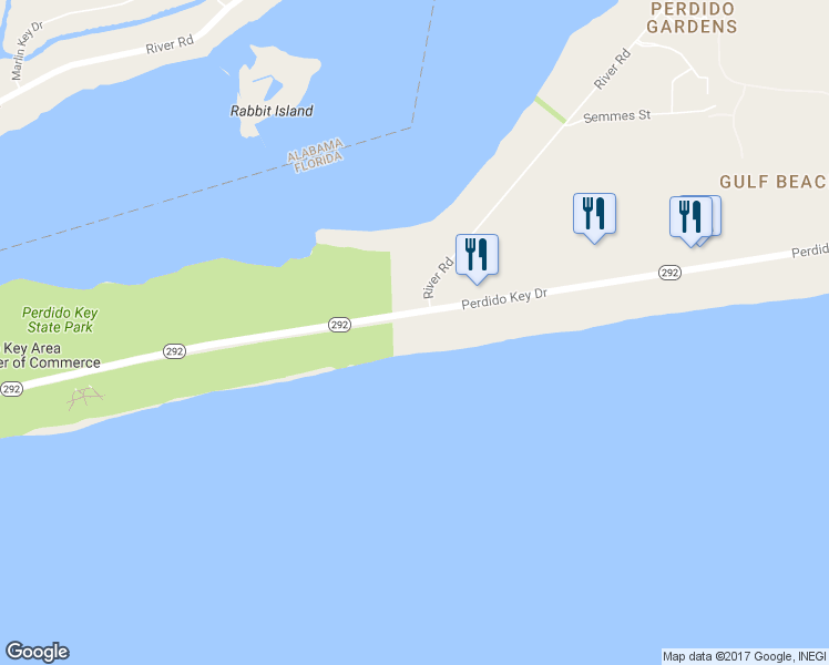 map of restaurants, bars, coffee shops, grocery stores, and more near 14795 Perdido Key Drive in Pensacola