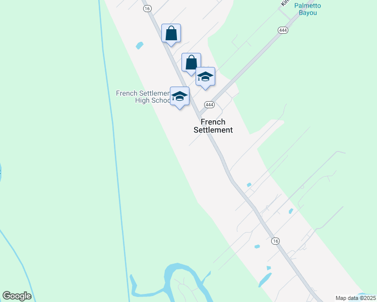 map of restaurants, bars, coffee shops, grocery stores, and more near 15715 Louisiana 16 in French Settlement